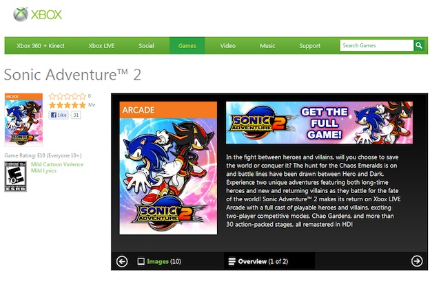 Jogo Sonic Adventure 2 Xbox 360